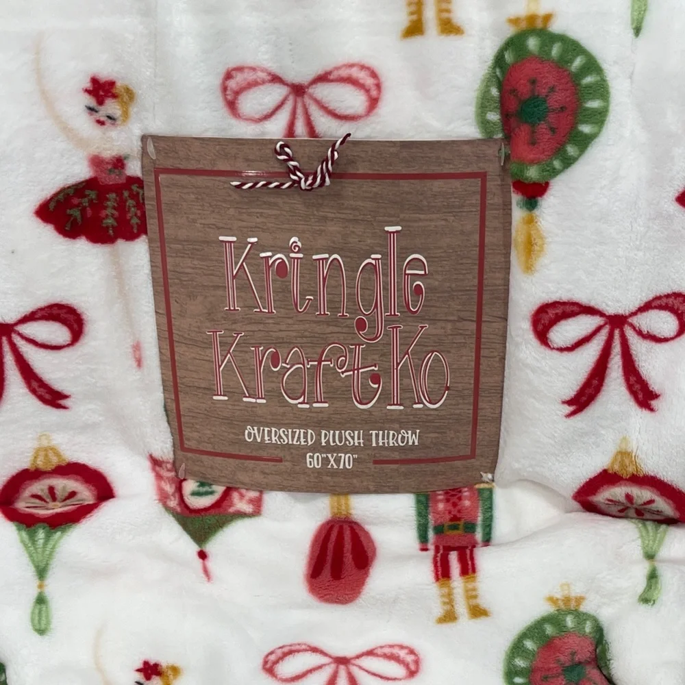 Pink Christmas The Nutcracker Ballet Holiday Plush Blanket 60”x70” NWT